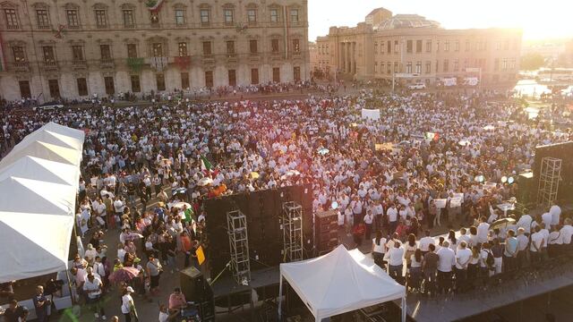 Manifestación en Plaza del Ángel en Chihuahua