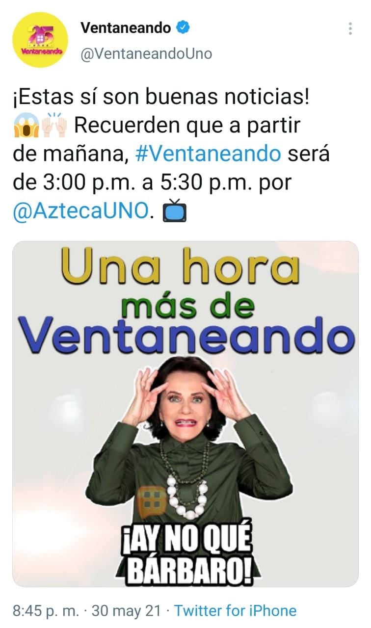 Publicación de Twitter - Ventaneando