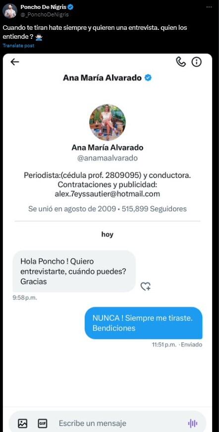 Poncho de Nigris y Ana María Alvarado