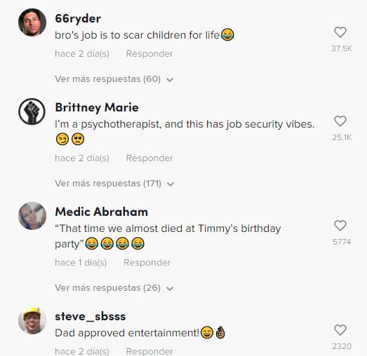 Reacciones al dinosaurio que contrataron para cumpleaños infantil