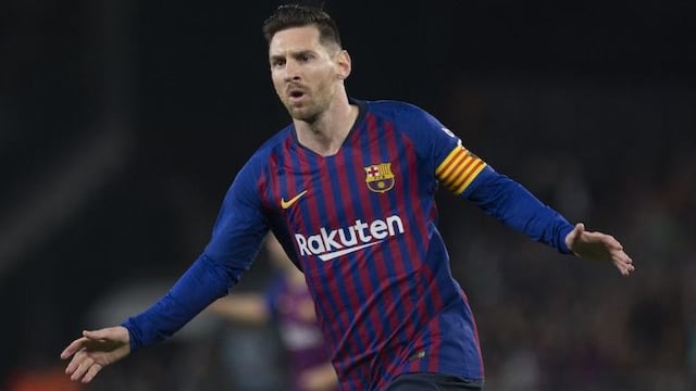 Lionel Messi celebra gol con Barcelona.