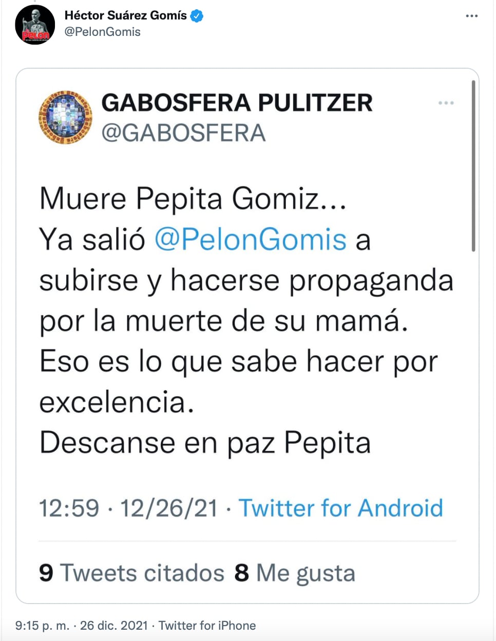 Mensaje a Héctor Suárez Gomís