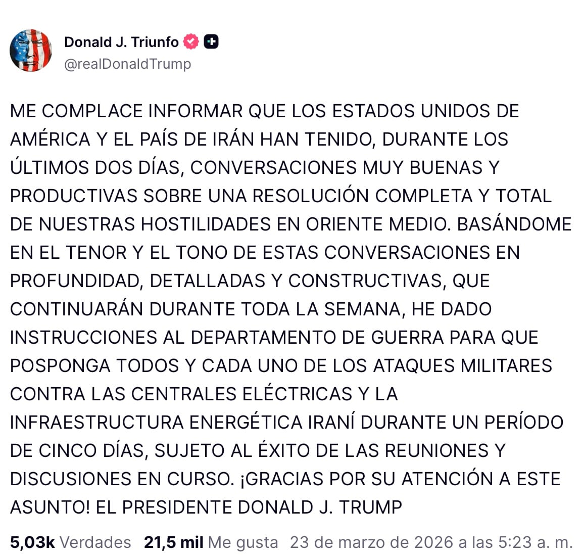 Irán desmiente a Trump: niega diálogo con Estados Unidos