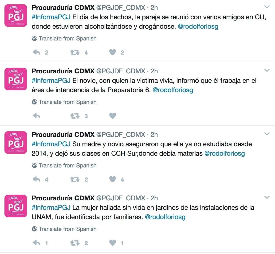 Tuits de la entonces Procuraduría que revictimizaron a Lesvy