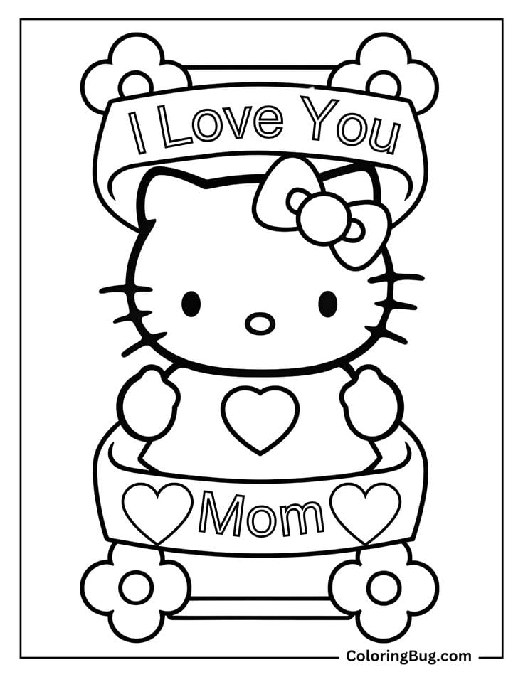 Dibujos de Hello Kitty y su mamá para colorear