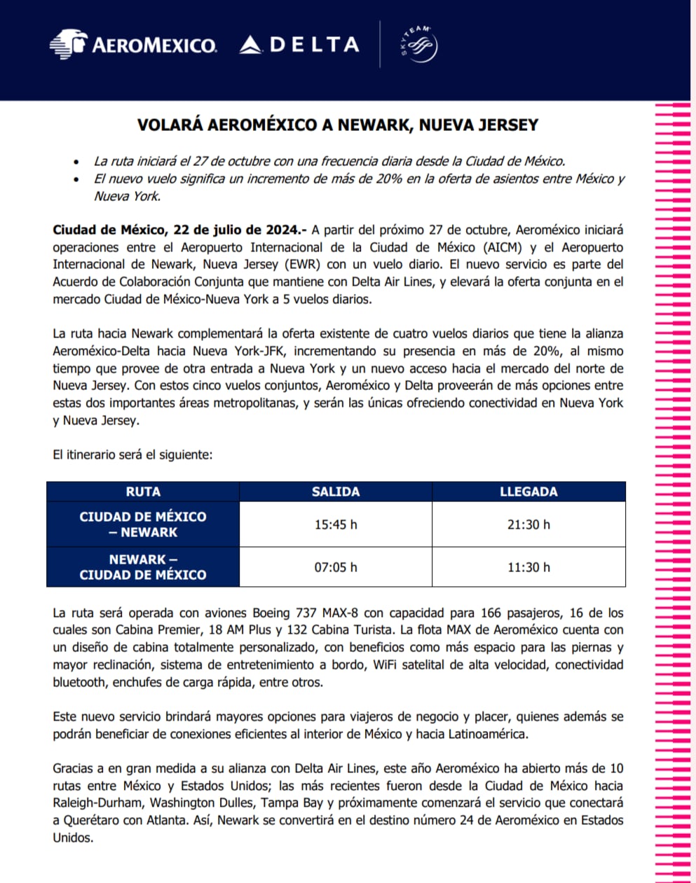 Nueva ruta de Aeroméxico