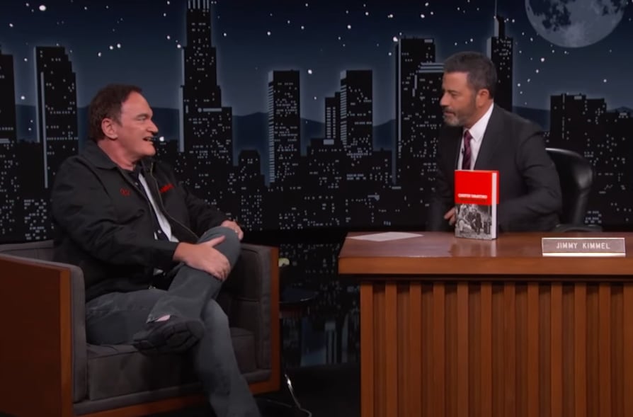 Quentin Tarantino con Jimmy Kimmel hablando de Kanye West