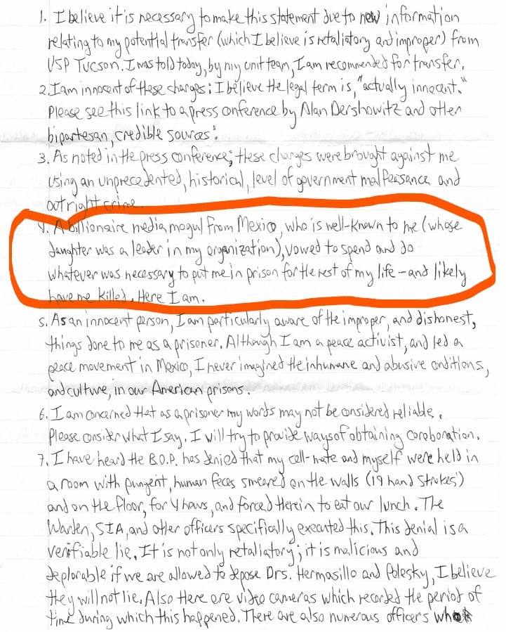 Carta de Keith Raniere