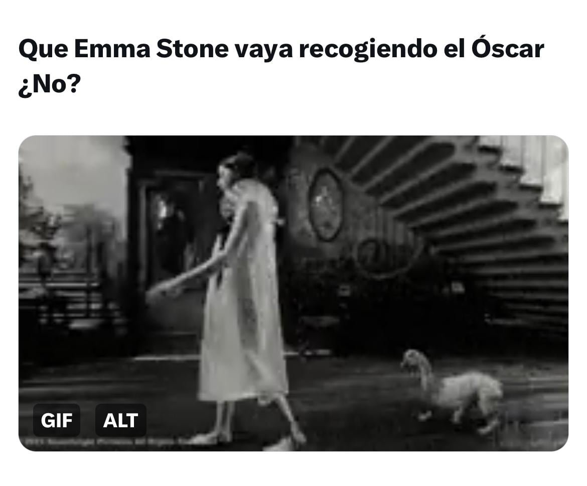 Emma Stone y los memes de merecer el Premio Oscar a Mejor Actriz en Pobre Criaturas.
