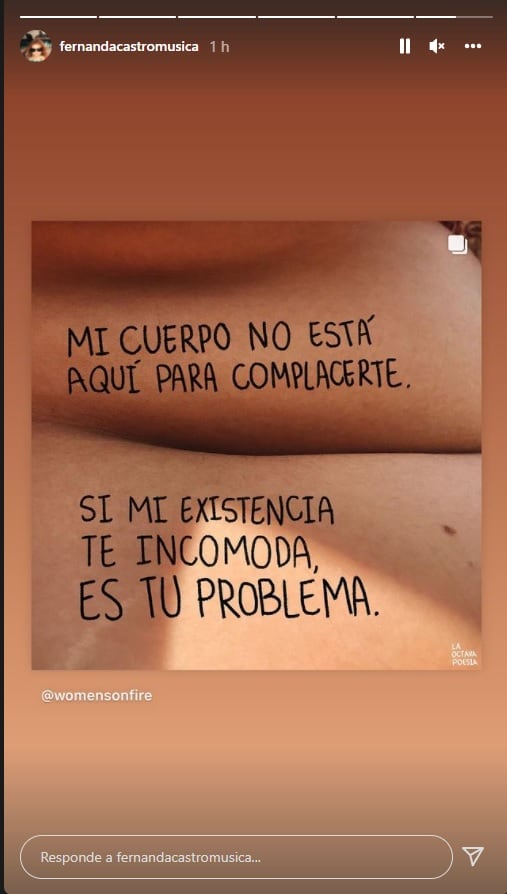 Fernanda Castro señala que ella es la que decide qué hacer sobre su cuerpo