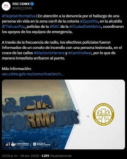 Hallan cuerpo de hombre calcinado en colonia Zapotitla