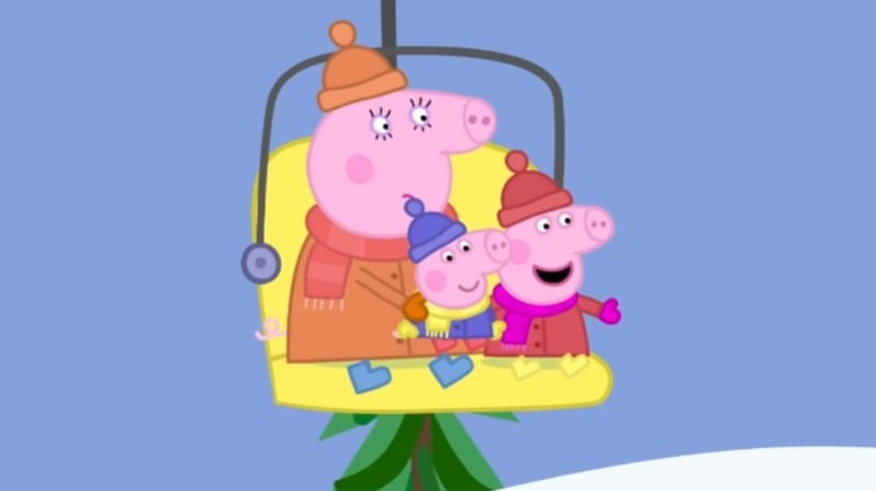 Peppa Pig y George suben la montaña