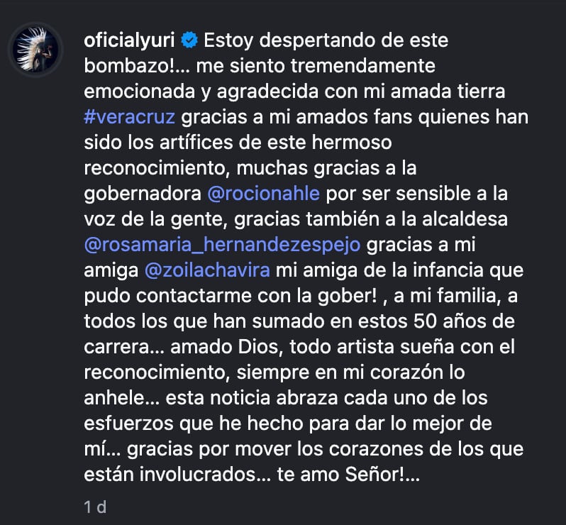 Yuri agradece a Rocío Nahle por analizar propuesta sobre su estatua en Veracruz