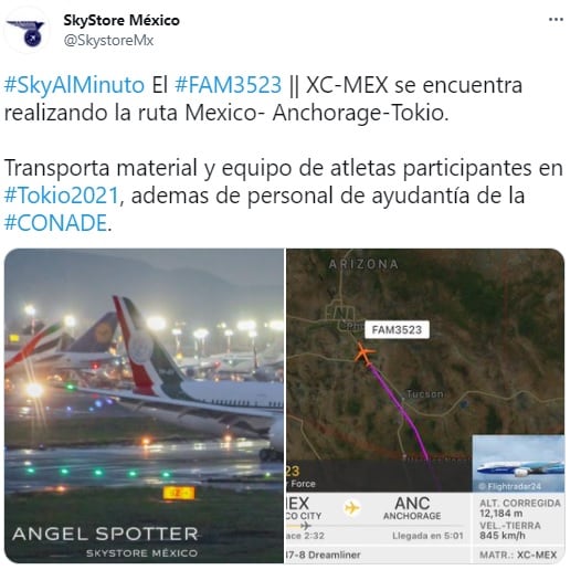 Avión presidencial se dirige a Tokio