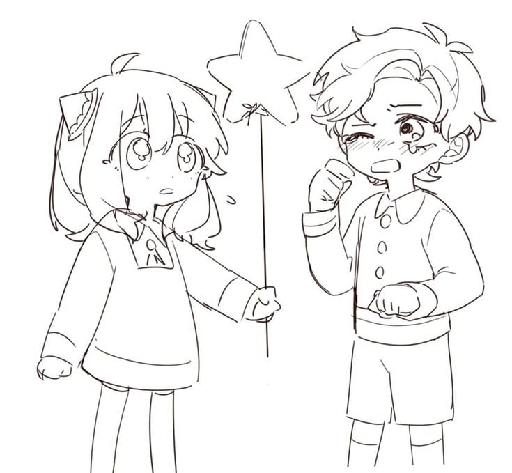 Dibujo de Spy X Family de Anya y Damián