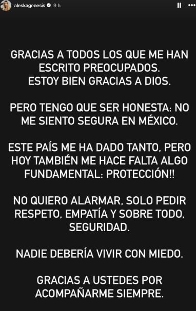 Comunicado de Aleska Génesis