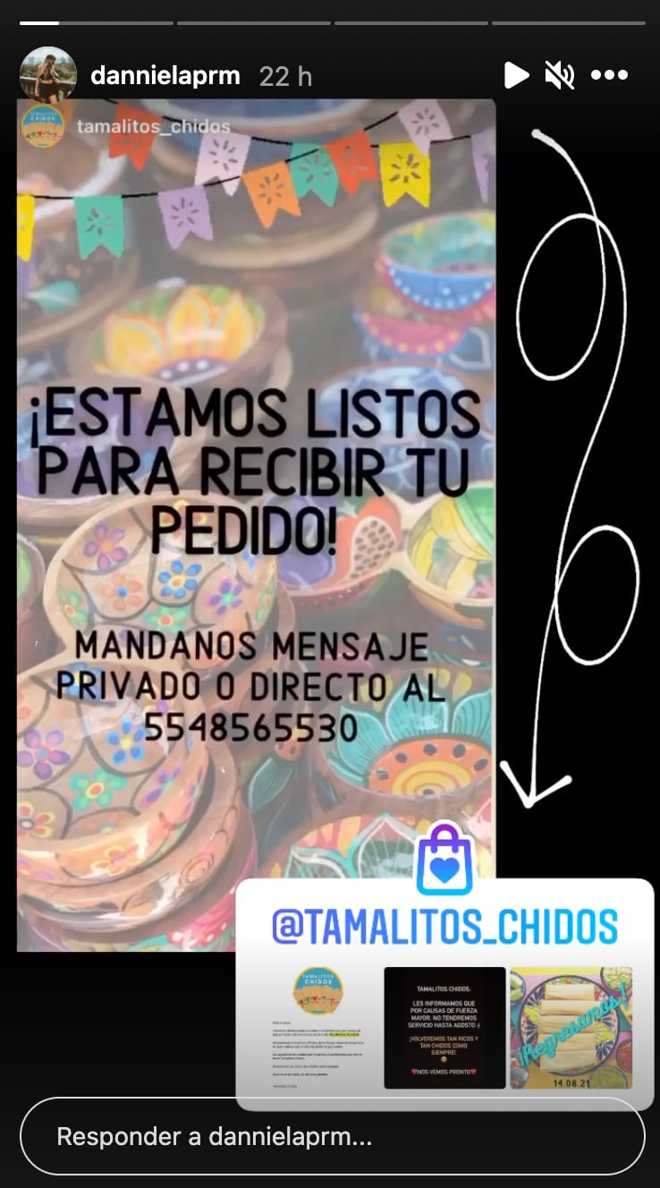 Daniela Parra vende 'tamalitos chidos'