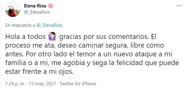 María Elena Ríos expresa temor por un nuevo ataque
