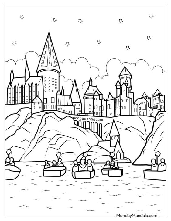 Castillo de Harry Potter para colorear