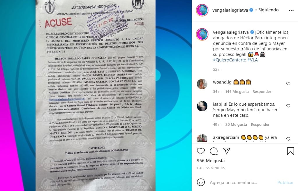 Héctor Parra denuncia a Sergio Mayer