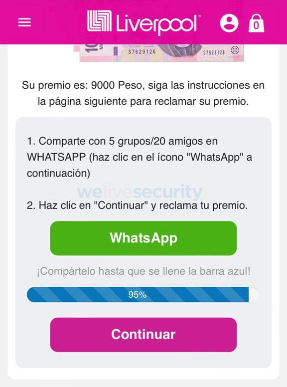 fraude en WhatsApp donde se hacen pasar por Liverpool