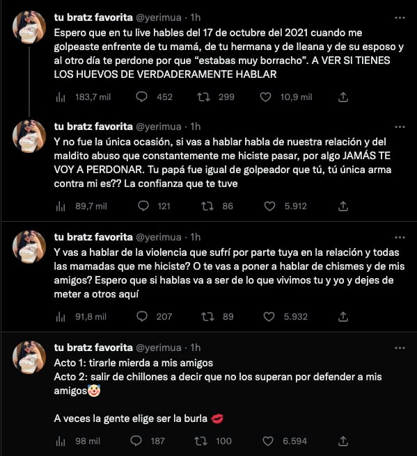 Yeri Mua asegura que Brian Villegas la agredió físicamente