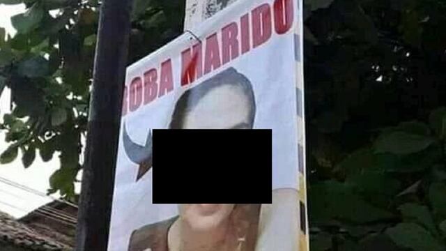 Con la lona exhibieron a sus maridos infieles.