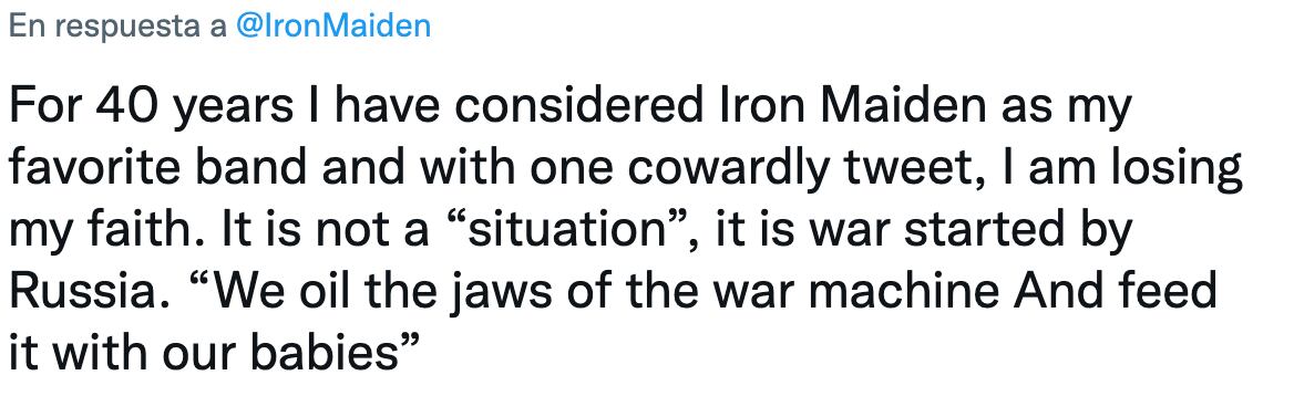 Respuesta a mensaje de Iron Maiden