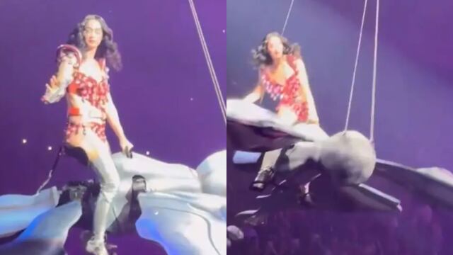 Katy Perry se lleva un susto en el aire durante su concierto de The Lifetimes Tour