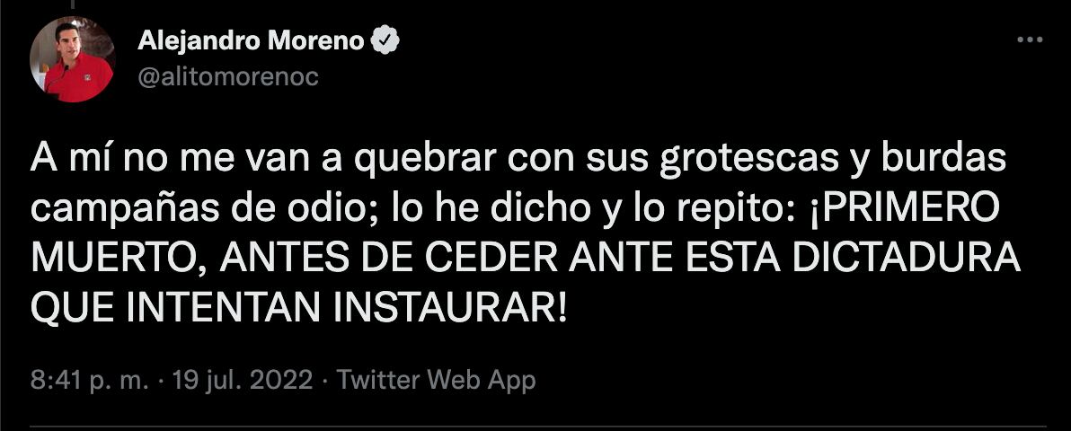 Alejandro Moreno denuncia que Layda Sansores cometió delito federal al difundir nuevo audio