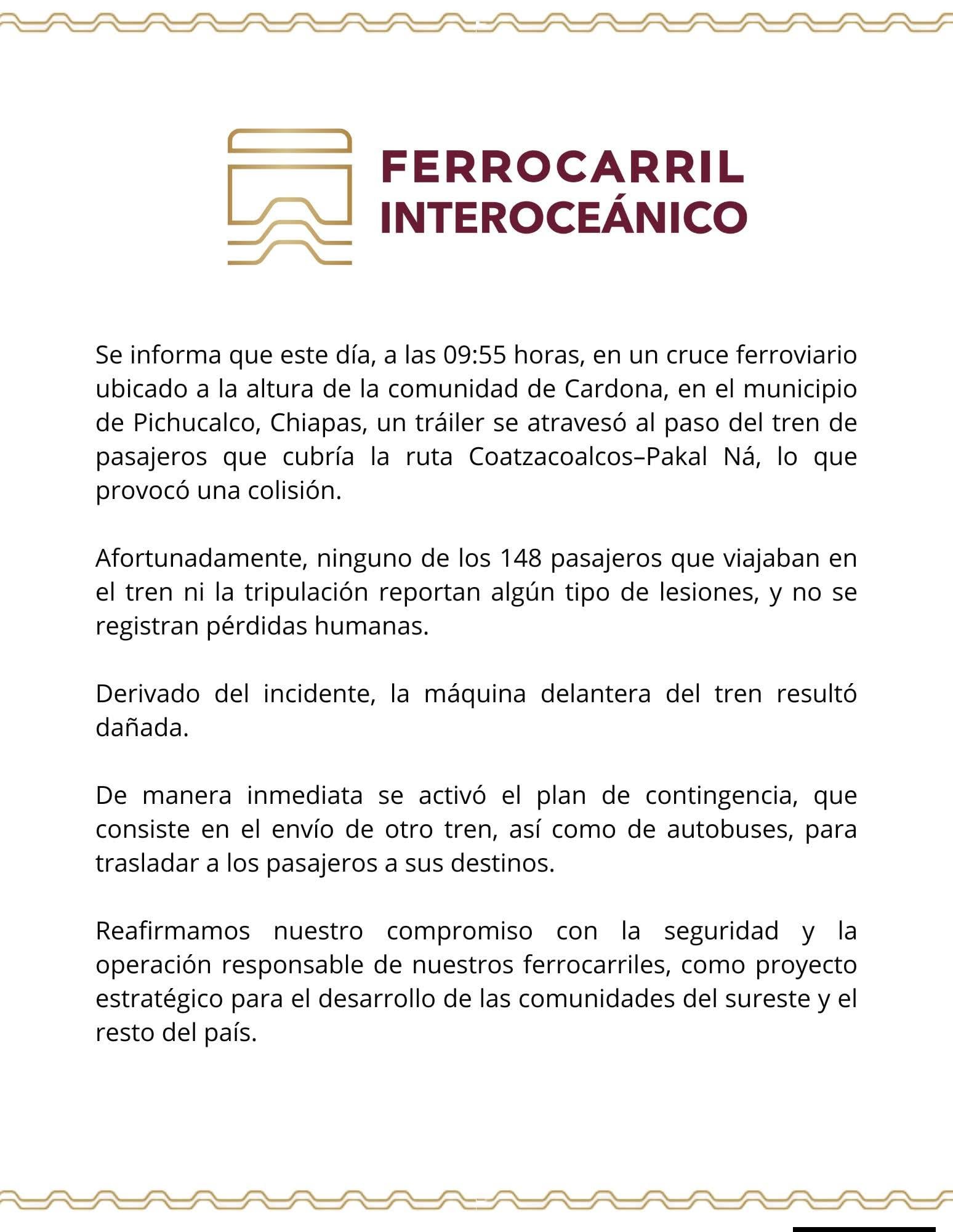 Tren Interoceánico choca con tráiler que intentó ganarle el paso