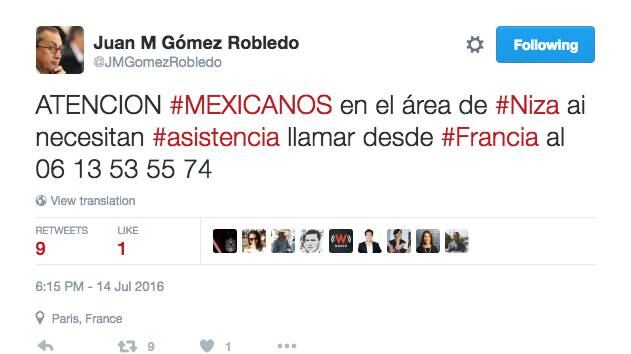 Embajada de México en Francia pone a disposición número tras atentado