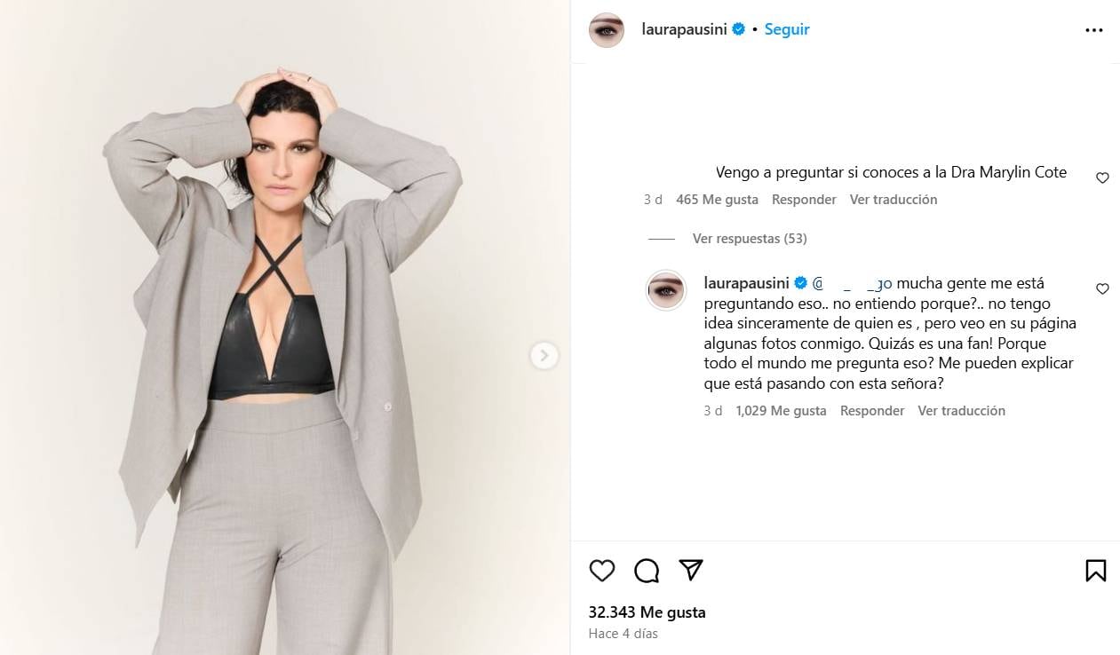 Laura Pausini niega ser amiga de Marilyn Cote