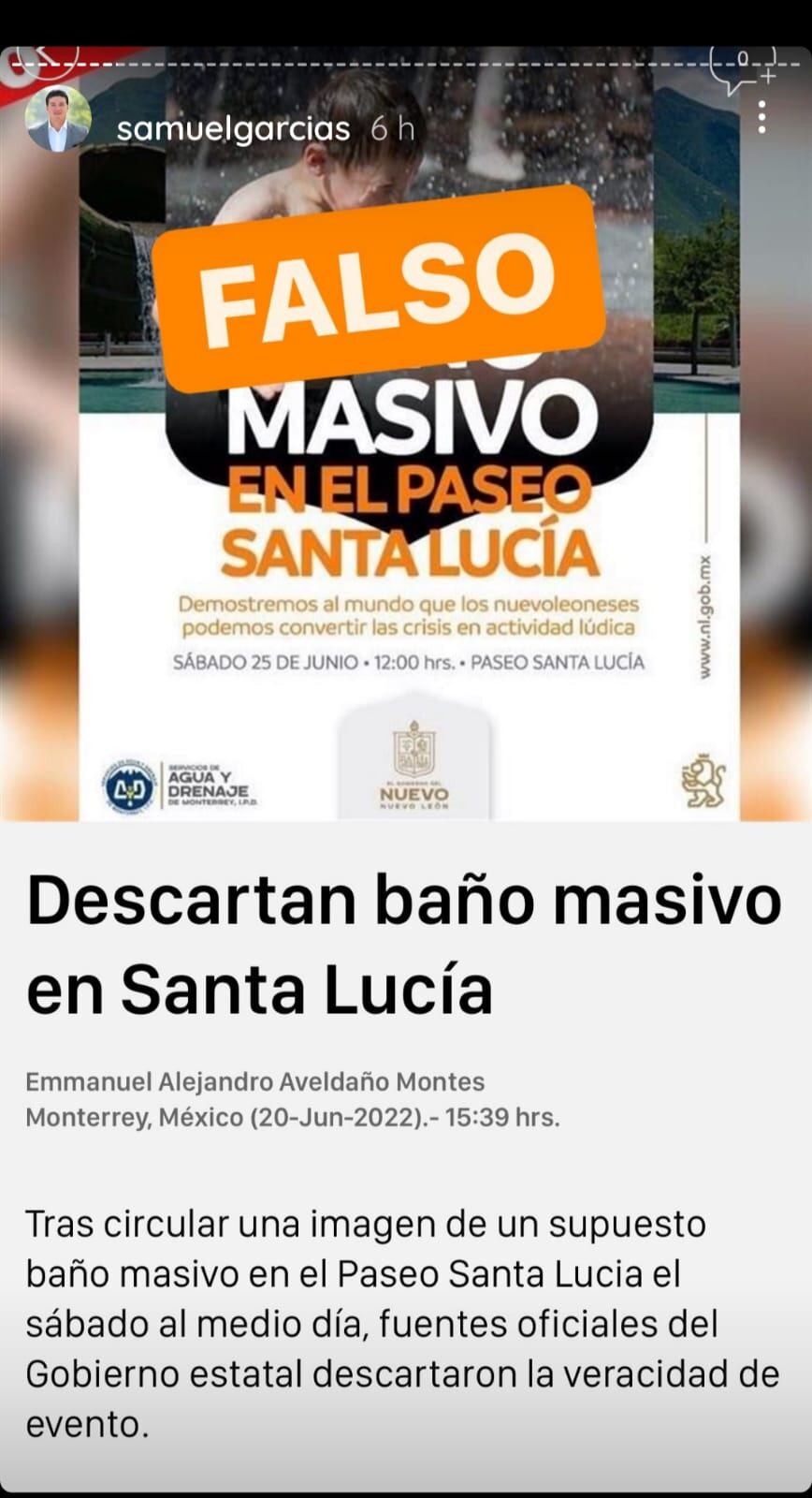 Por crisis de agua, habitantes de Nuevo León convocan “baño masivo” en Paseo Santa Lucía