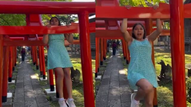 La influencer chilena Marimar Pérez se pasó con su dominada en un símbolo sagrado de Japón