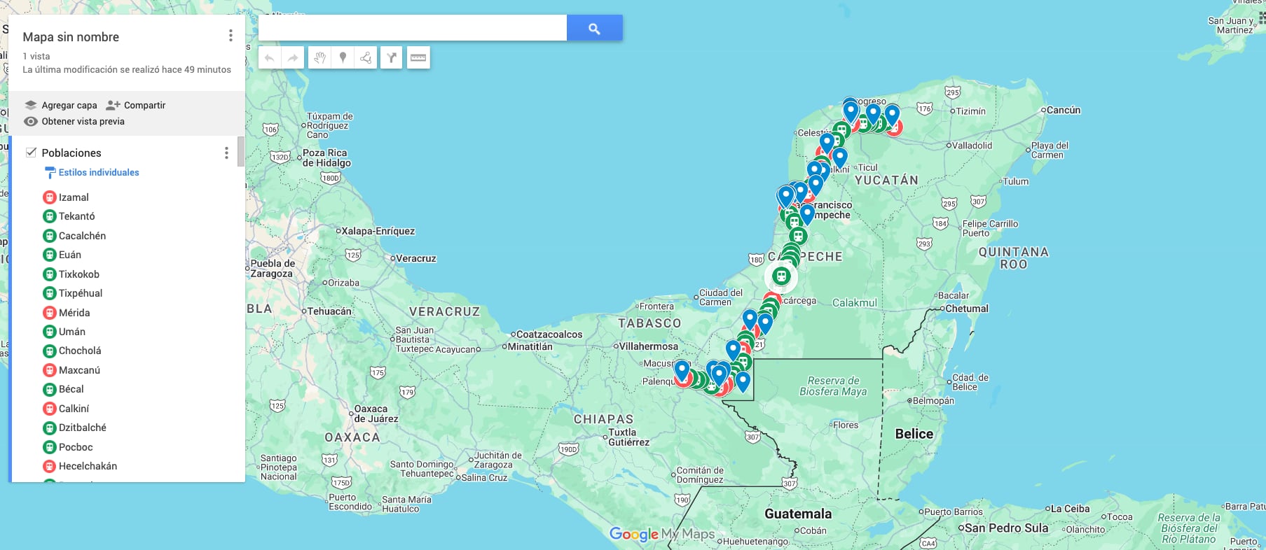 Ruta del Tren Maya en Google Maps