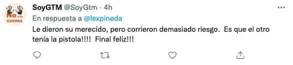 Otro usuario expresa su opinión sobre video de pareja que somete a ladrón en Brasil