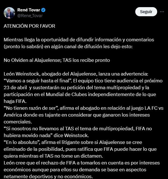 Tuit de René Tovar