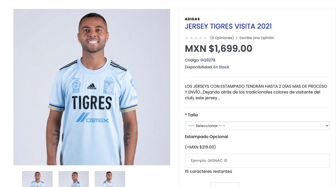 Camiseta de visitante de Tigres para el Apertura 2021