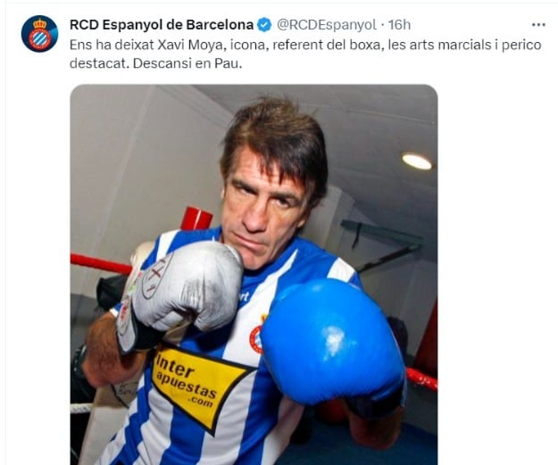 Xavi Moya con la camiseta del RCD Espanyol.