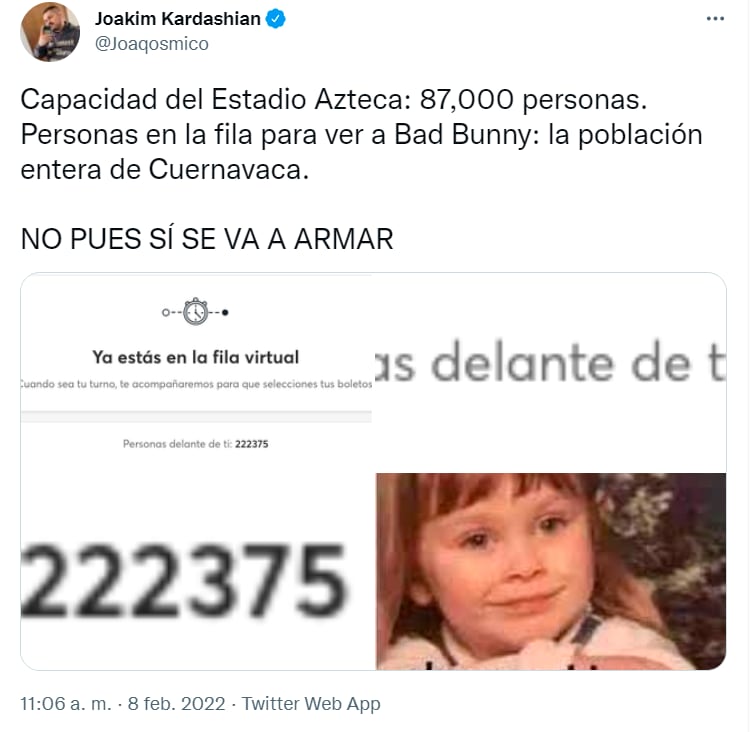 Memes sobre la fila virtual del concierto de Bad Bunny en México