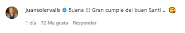 Juan Soler comenta publicación de Paola Rojas.
