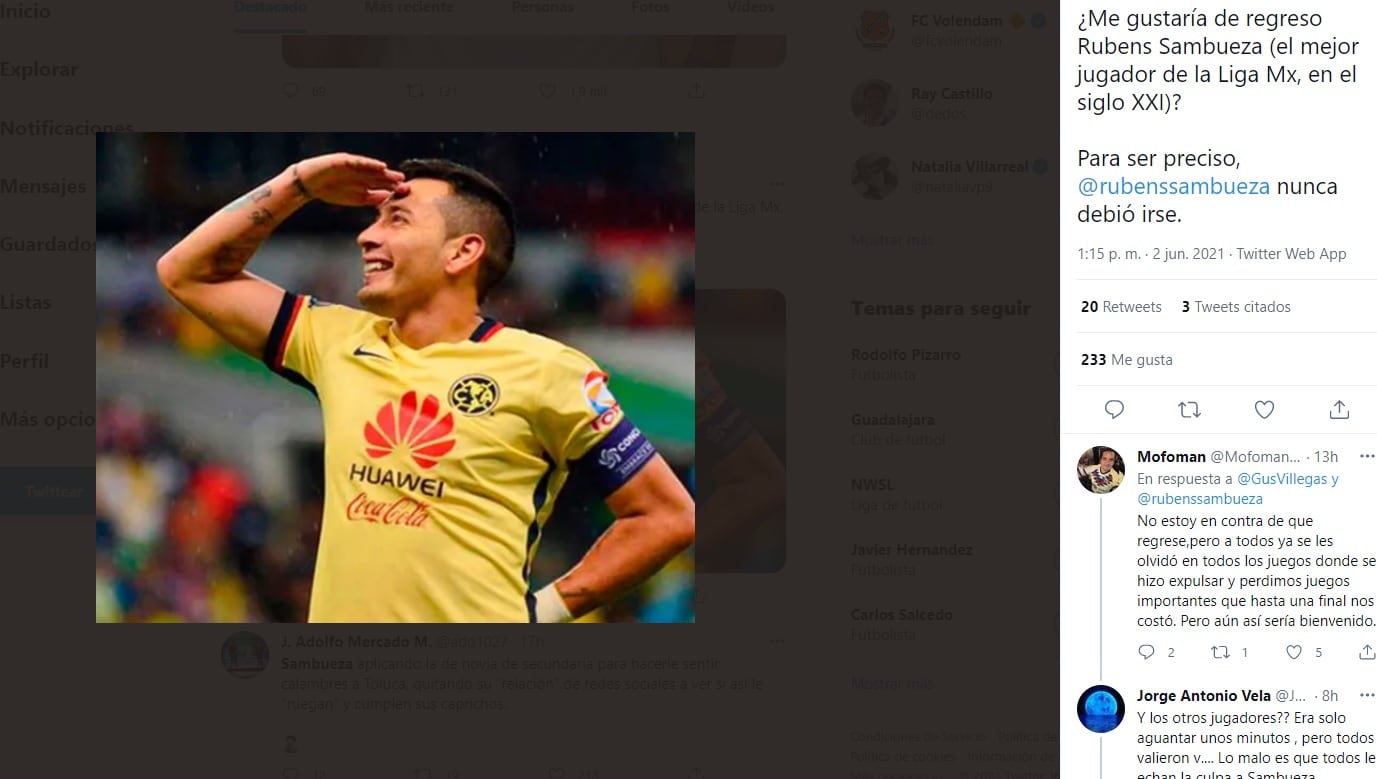 Piden el regreso de Rubens Sambueza