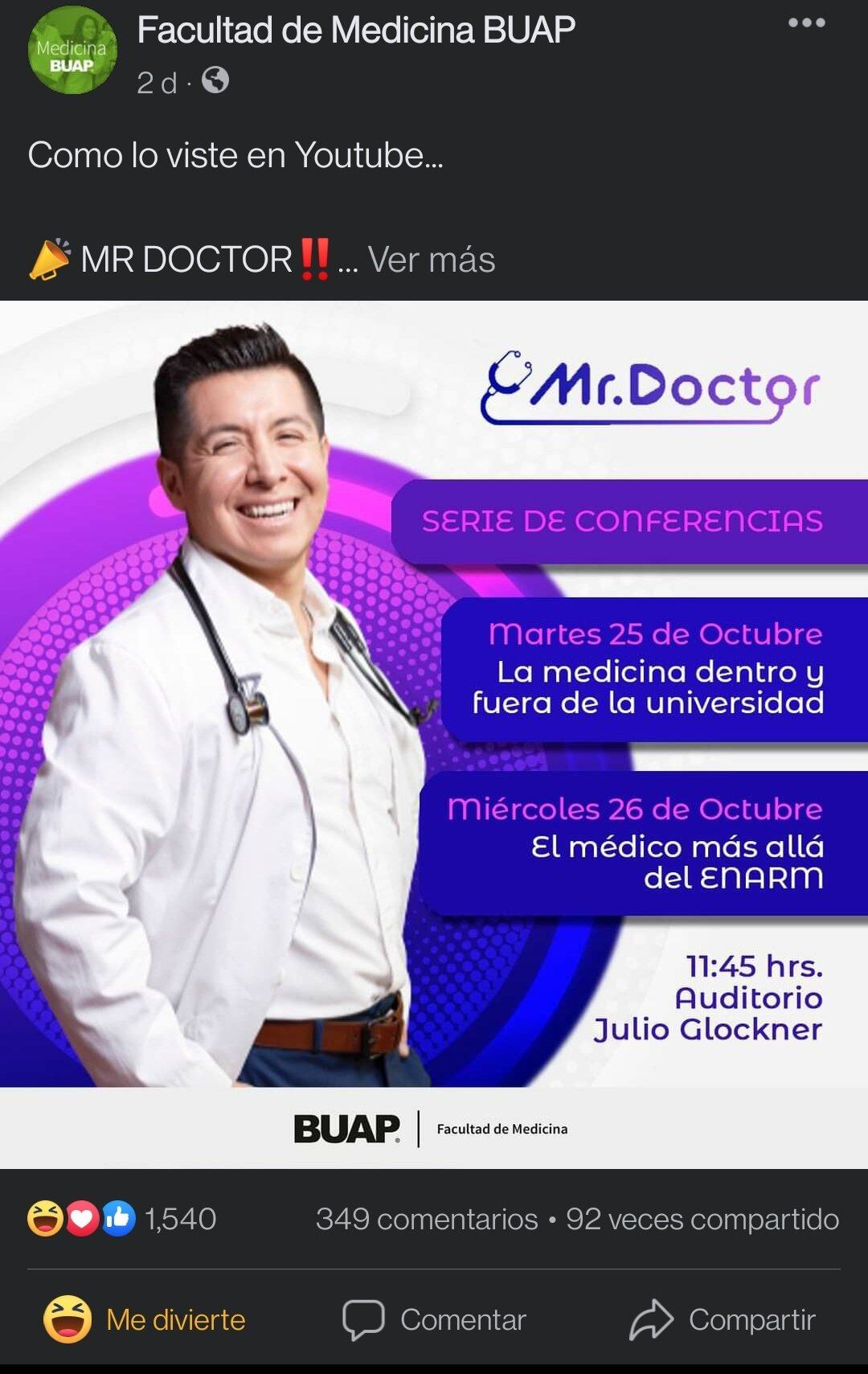 Conferencias de Mr Doctor en la BUAP