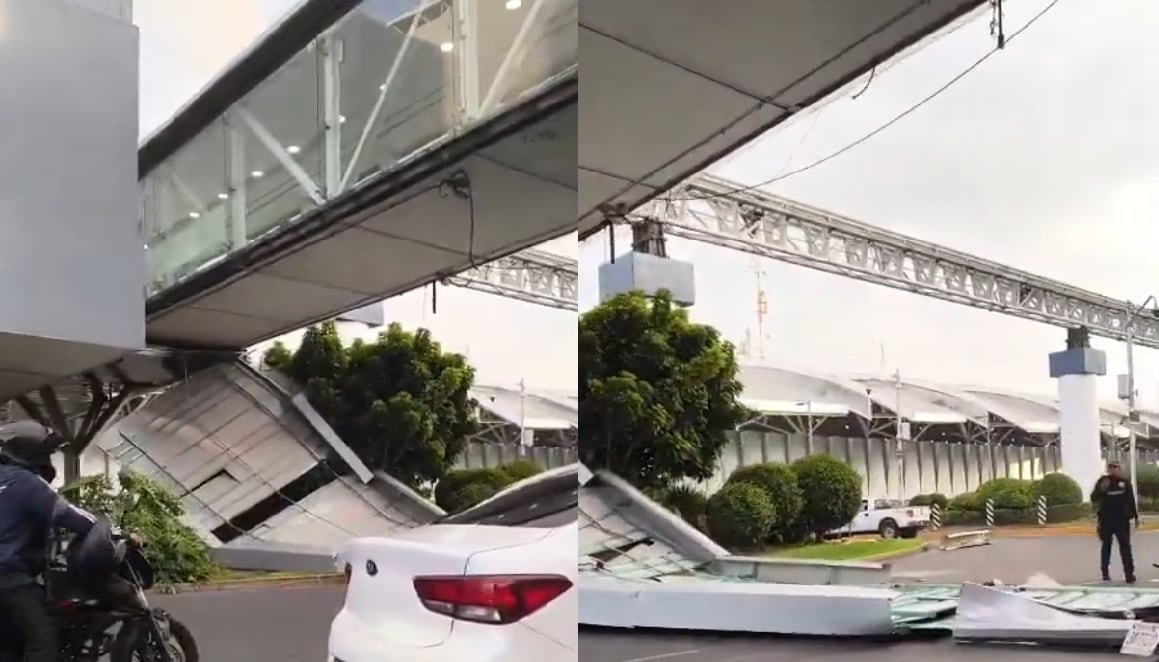 Puente peatonal colapsa en Terminal 1 del AICM; una conductora afectada
