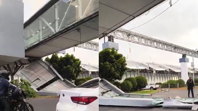 Puente peatonal colapsa en Terminal 1 del AICM; una conductora afectada