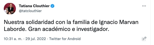 Tatiana Clouthier lamenta muerte de Ignacio Marván Laborde