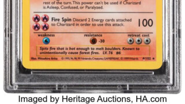 Tarjeta de Pokémon de Charizard, primera edición de 1999