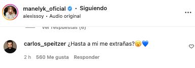 Manelyk González extraña a Carlos Speitzer