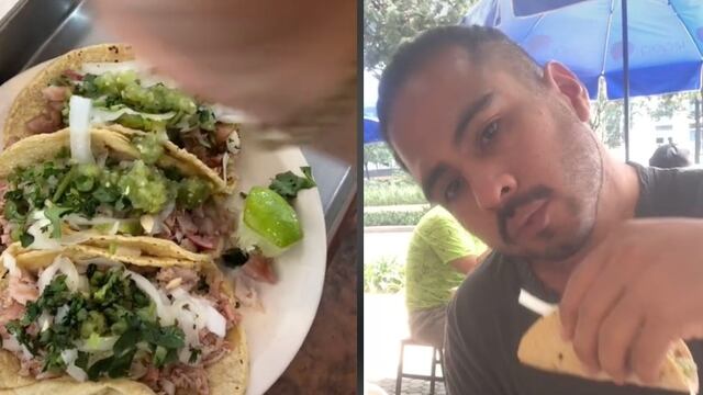 Argentino prueba los tacos de México